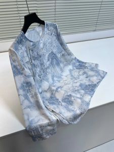 Elegant Hollow out Silk Shirt Womens Premium Craftsmanship Fine Carving Exquisite Embroidery Chinese Style Side Slit Business Shirt