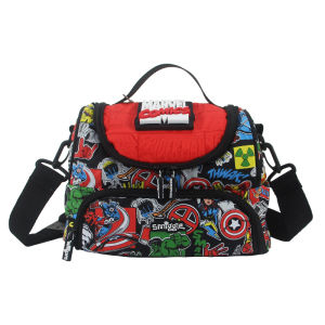 Smiggle สไปเดอร์สะพายพาดลำตัวผู้ชายสไปเดอร์เวลกระเป๋าใส่ข้าวกลางวันสำหรับเด็กกระเป๋าสะพายไหล่กระเป๋ากระเป๋าปิคนิคผลไม้มหัศจรรย์กล่องขนาด9นิ้ว