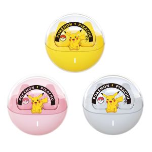 100% Authentic Pokemon Wireless Bluetooth Earphone Clip-on Style HIFI Sound Earphones with mic Original High Quality Sports Headset Noise Cancellation TWS Wireless Earbuds Pikachu for IOS Android Phone Birthday Gift FB-E02