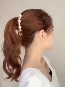 OVERSHOP 1pcs Pearls Hairpins Banana Clips Headwear Hair Clips Women Ponytail Barrettes Hair Pin Accessories