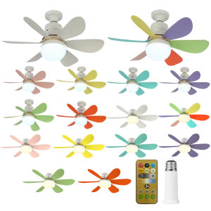 Ceiling Fan LED Lamp E27 Base Remote Control Chandelier Ceiling Fan 3 Speeds Low Profile Ceiling Fan for Bedroom Kitchen
