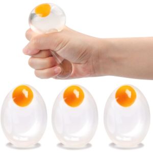 Funky Egg Squishy Ball - Clear Stress Relief Toy for Kids & Adults Anxiety Reducer Squeeze Splat Sensory Fidget Toys