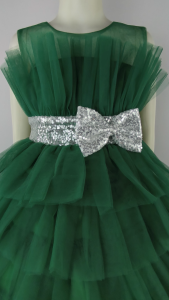 Big Joy Girls Formal Gown with Layered Skirt with Bow. Green For Ages 3 to 10 Yrs Old 564253