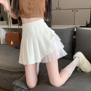 Váy Xếp Ly Lưới Đen Cạp Cao Thời Trang Mùa Hè Mới Cho Nữ Váy Ngắn Chữ a Cạp Cao Ôm Sát Cơ Thể Cho Người Nhỏ Nhắn