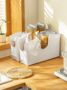 Kitchen Cookware Lid Storage Box Cupboard Bottle & Can Tableware Plastic Storage Basket Pulley Pull Storage Box Long