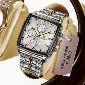 2025 New Fashion Men Watch Luminous Waterproof Chronograph Date Man Wristwatch Square Stainless Steel Quartz Mens Watches Reloj