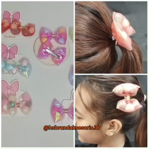 (2PCS) JEPIT RAMBUT PITA POM-POM KOREAN STYLE / JEPIT RAMBUT PITA KAIN TILE TRANSPARAN / KEP RAMBUT POMPOM PITA HOLOGRAM TERBARU / RIBBON HAIR CLIP TRANSPARENT / YP3832