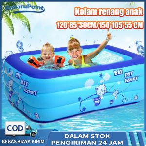 COD 120*85*30CM/150*105*55 CM Kolam Renang Anak Kolam Renang Anak Murah Rectangular Jumbo Biru Kolam Renang Jumbo Bayi Kolam Karet/ Kolam Renang Jumbo Bayi Kolam Karet/kolam renang anak anak / kolam renang bayi / Kolam Renang Karet Anak Jumbo gratis pomp