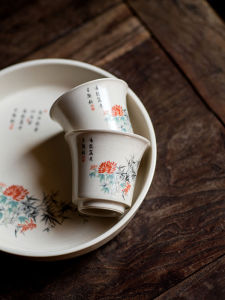 Chinese Style Hand-Painted Flower And Bird Ceramic Tea Cup Gongfu Dao Workbrush Painting Single Cup for Tea Appreciation