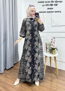 Gamis batik kekinian motif terbaru proses batik cap kain rayon tebal gamis batik mama muda terbaru