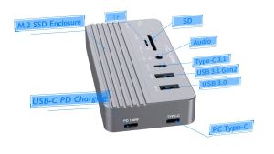 ACASIS 10-in-1 Hub USB C Hard Drive M.2 SSD Enclosure USB-C Gen2 10Gbps PCIe SSD Case M2 SATA NVME NGFF 5Gbps SSD Enclosure with 4K HDMI SD/TF Reader Compatible for Windows/MacBook Pro/iPad Pro (CM073