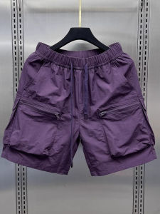 Retro Japanese Style Mens Casual Shorts Thin Straight Leg Workwear Summer Outdoor Wear Five-Quarter Length Breathable Polyester Fiber