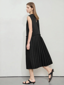AMII | Minimalist Business Style Pure Color Sleeveless Loose Slightly Elastic Dresses