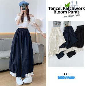 La Chapelle | Lace Trim Wide Leg Pants