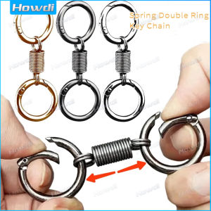 Personality Spring Double Coil Keychain Carabiner Buckle Key Rings Anti-lost Climbing Hook Car Keychians