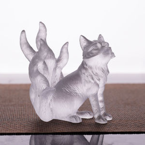 Chanyue Ancient French Glaze Handicraft Nine Tail Fox Desktop Accessories Small Living Room TV Cabinet Decoration Chinese Decoration