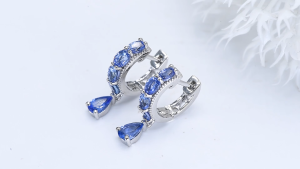 Lohaspie Jewelry Real 2 Carats Silver Earrings 925 Original Natural Tanzanite Clip Earring Light Blue Gemstone Pear Cut Gemstone Women Fashion Clip Earrings 925 Silver Jewelry