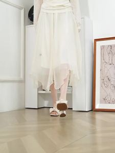 Daphne | Dép Sandals Phong Cách Pháp Có Nơ Đính Ngọc Trai Gót Cao Mùa Hè