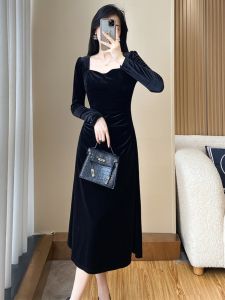 SUYE | Velvet French Vintage Audrey Hepburn Style Slim Fit Dress