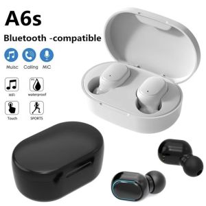 TWS A6S Bluetooth 5.0 Earphone Wireless Headphone Stereo sport Earbuds microphone with charging box for smartphone