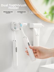 Dehub | Wall-Mounted No-Drill Double Electric Toothbrush Holder
