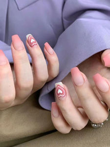 Summer Dopamine Handmade Manicure Wear Nail Mid Length Long Length Nude Color Series Fresh Heart Cherry French Nail Sticker