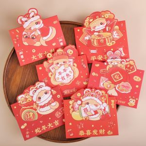 2025 New Year Cartoon Three-Dimensional Three-Fold Envelope Message Blessing Greeting Card National Style Snake Year Spring Festival Paper Small Card