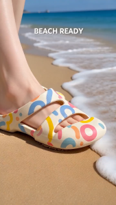 Marche Chic Floral/Polka Dot Flat Sandals for Women - Comfortable Microfiber Slip-On Slides