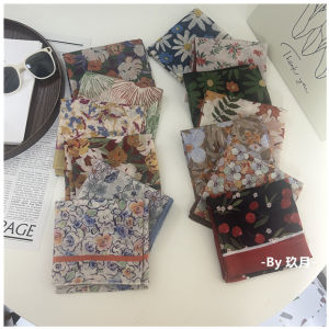 Khăn Trùm Đầu Vải Lanh Cotton Họa Tiết Hoa Mềm Mại Thoáng Khí Cho Chụp Ảnh Bãi Biển Phụ Kiện Tóc Cho Nữ Mùa Xuân Hè