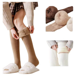 Thickened Woolen Long Tube Socks Womens Autumn Winter Warm Knee-high Fleece Lined Extra Long High Tube Woolen Socks for Couples