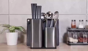 Stainless Steel Open Storage Knife Holder Kitchen Organizer for Tidy Countertops and Easy Access to Knives