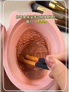 Silicone Makeup Brush Cleaner Set Folding Powder Puff Cleaning Bowl Eyeshadow Brushes Washing Soft Mat Beauty Tools Scrubber Box With Drying Net Bag