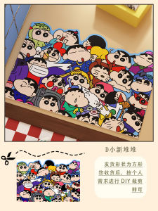 Cute Cartoon PVC Door Mat Reversible Chalk Dinosaur Non-Slip Indoor Entrance Rug Modern Simple Style Easy Clean Leather Foot Pad