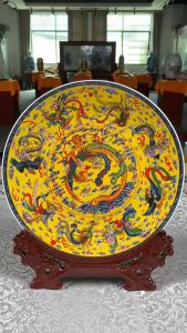 ĐĨA TRANH 9 PHƯỢNG HOÀNG - CỬU PHỤNG GỐM SỨ 26cm MẪU NGHI THIÊN HẠ TẶNG KÈM GIÁ ĐỠ