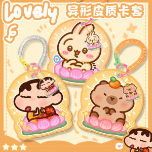 Buddha Lotus Blessing Capybara Clow M Leather Access Card Cover Student School Card Bus Meal Card Badge Cute