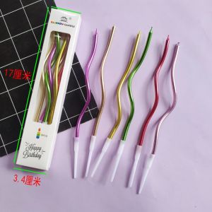 Curved Spiral Shaped Golden Coated Birthday Candle Creative Party Cake Decoration Festive Smokeless Wedding Anniversary Gift