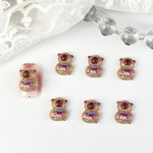 30pcs Cute Cartoon Nail Art Decoration Parts 3D Flatback Resin Brown Bear Nail Charms Kawaii Accessories DIY Nail Art Supplies