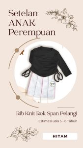 Setelan Pakaian Anak Perempuan Baju Rib Knit Rok Span Gaya Korea Lengan Panjang 5 - 6 tahun