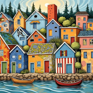 HUACAN 11CT DMC Thread Cross Stitch Kit - Phong Cảnh Ngôi Nhà Phim Hoạt Hình Thêu Tranh Thêu Trang Trí Nhà Nghệ Thuật Thủ Công