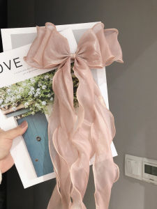 Princess Style Hair Clip for Girls with Large Butterfly Knot And Long Sash Childrens Birthday Dress Accessory Lolita Headwear