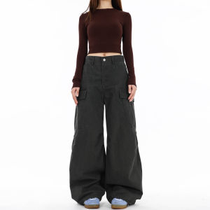 กางเกงทำงานทรงหลวมสไตล์สตรีท Free Sonata สำหรับผู้ชายและผู้หญิง กางเกงขายาวทรงหลวมสบาย ๆ สไตล์ฮิปฮอปย้อนยุค