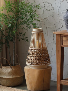 Đèn Lồng Mây Tre Ánh Nến Thiền Tịnh Phong Cách Japandi