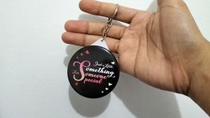 Gantungan kunci pin ganci cermin bulat 1 sisi souvenir pernikahan key chain gk pin