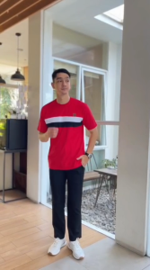 T-shirt men with casual and handsome splicingfashionable and trendy lapel