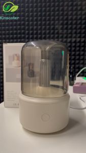 COD HAOYUNMA Air Humidifier Diffuser Essential Oil Candlelight 120ml - DQ702 / pewangi pelembab ruangan desain minimalis unik elegan austetic portable kamar tidur plus lampu tidur RGB di cas untuk flu batuk pilek menyegarkan menyejukkan tren bagus viral