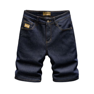 LIANSENNIAO | Summer Thin Deep Blue Embroidered Jeans Knee-length Shorts