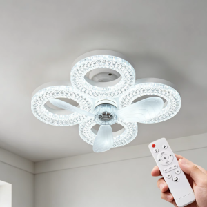 Quạt Trần LED 48W Tích Hợp Đèn Điều Khiển Từ Xa Hai Đế Điều Chỉnh Độ Sáng Không Cấp Độ 3 Tốc Độ Hẹn Giờ Kiểu Dáng Hiện Đại Thích Hợp Cho Phòng Khách Phòng Ngủ