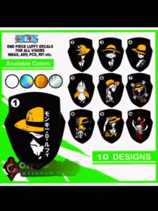 MONKEY D LUFFY visor decals NMAX VISOR - PCX VISOR - ADV - RUSI RFI - EASYRIDE fix to all visors