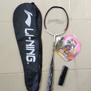 raket bulutangkis lining bonus tas & grip siap pakai raket badminton