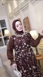 Aira Dress Gamis Brokat Tile Bordir Chantily Payet Sultan Model Mewah Gamis Gaun Kondangan Elegan terbaru 2026 lebaran viral premium gaun pesta wanita dewasa warna burgundy emerald coklat mahogany jumbo modern